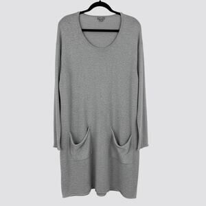 J. Jill Grey Knit Scoop Neck Long Sweater